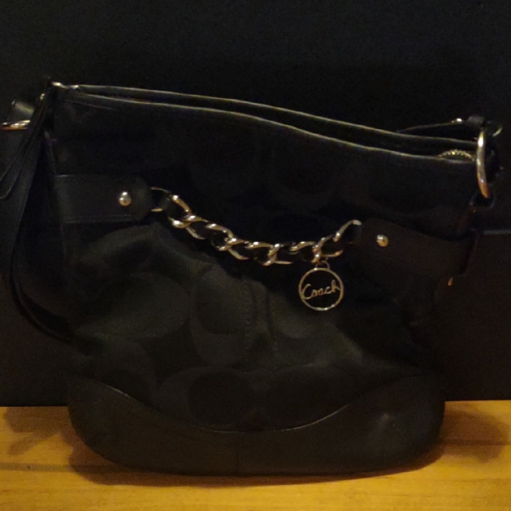 Coach Signature Chain‎ Black Duffle Shoulder Bag